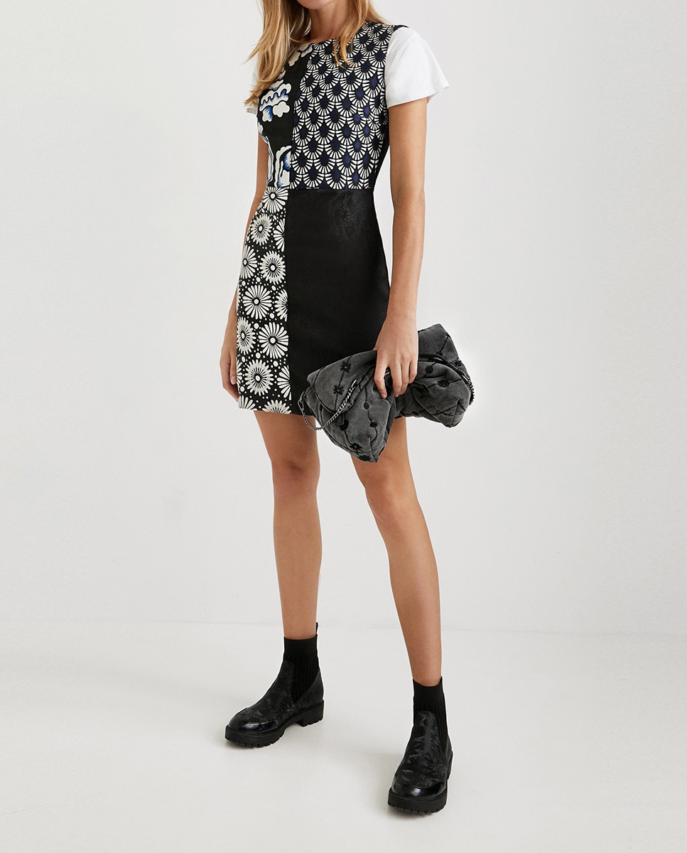 Imagen 0 de Vestido slim de patchwork de tejidos