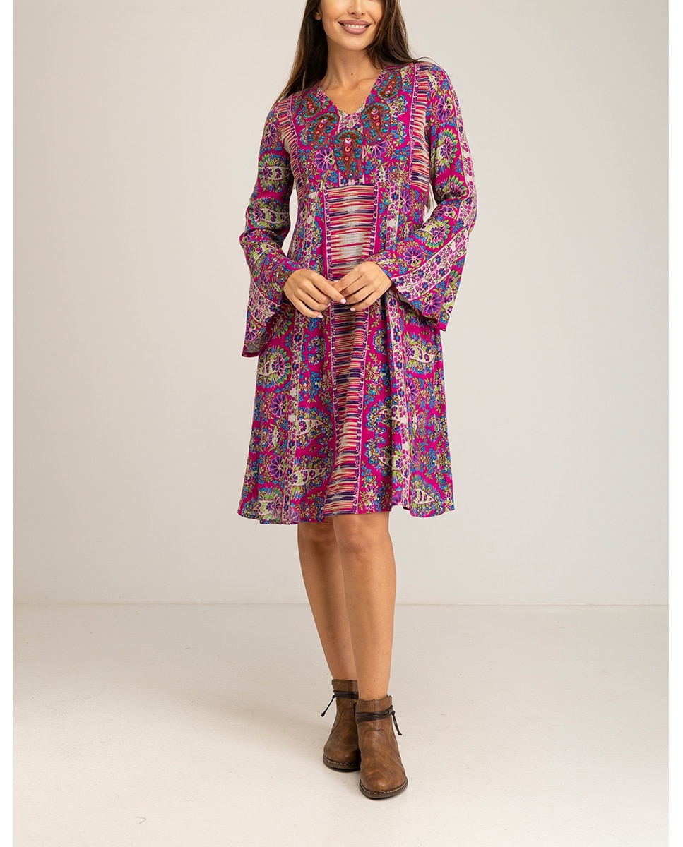 Vestido estampado bordado — oferta en Primeriti