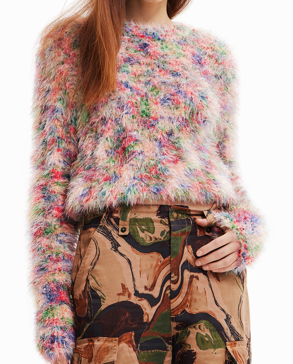 Imagen 0 de Jersey multicolor efecto pelo