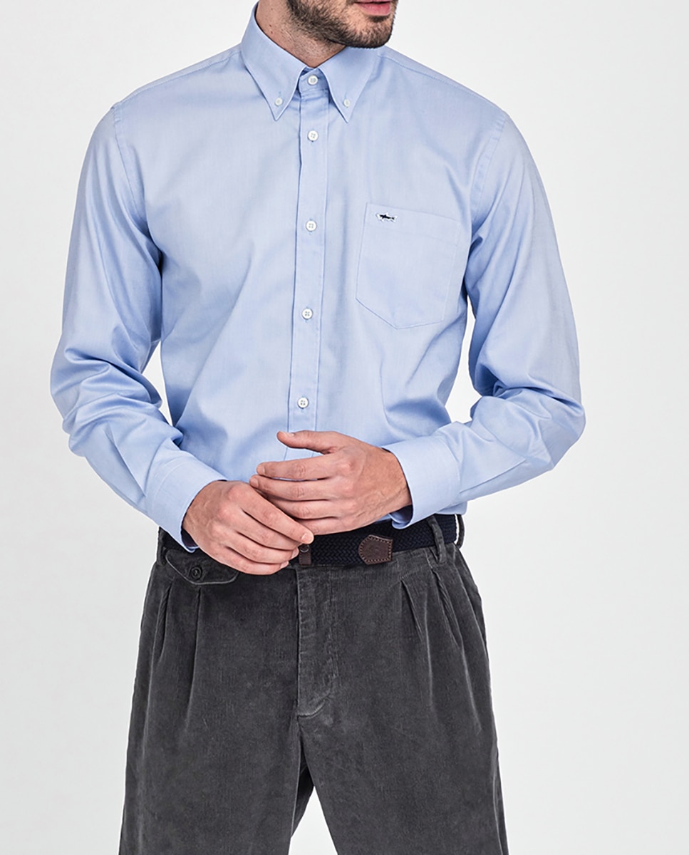 Imagen 0 de Camisa oxford de hombre regular lisa azul