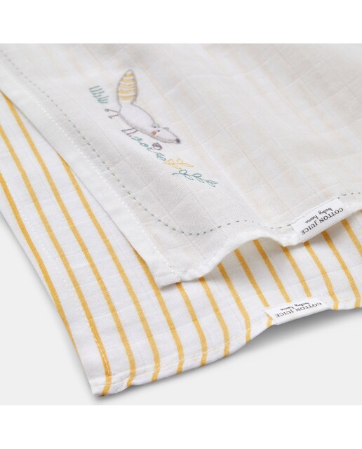 Imagen 0 de Muselinas Cotton Juice Baby Home Bosque pack 2 bordadas zorro