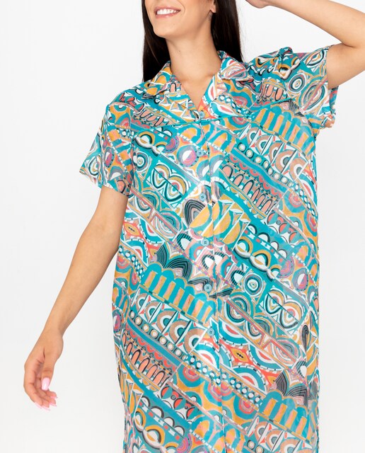 Imagen 0 de Caftán de playa estampado étnico multicolor