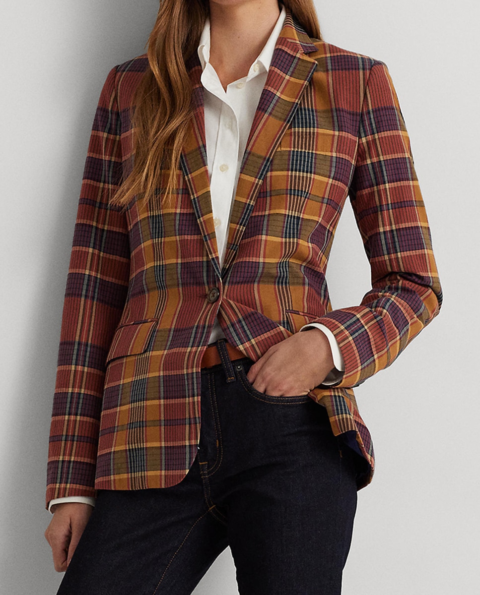 Imagen 0 de Blazer de mujer con estampado de cuadros