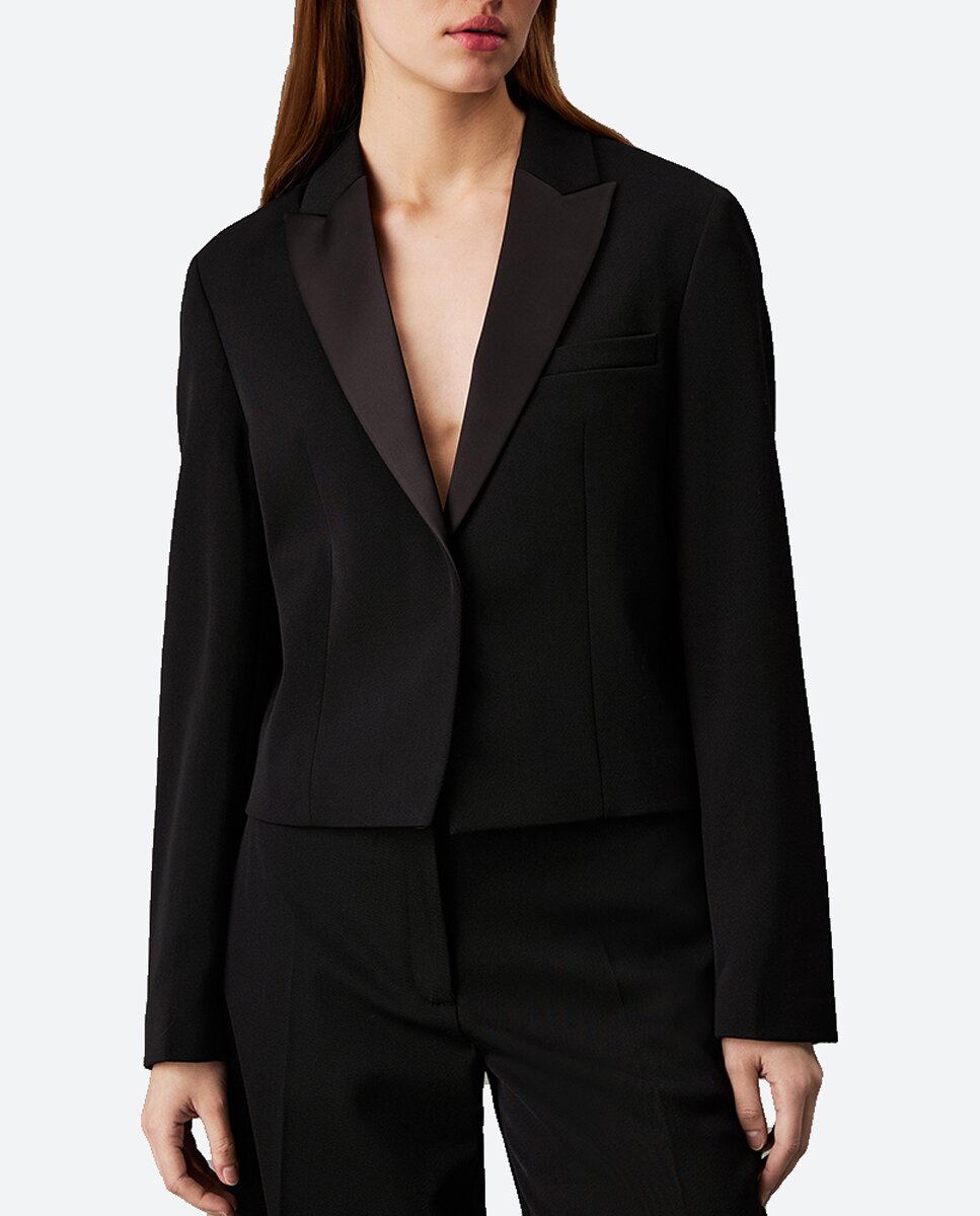 Imagen 0 de Blazer de mujer de esmoquin en sarga de lana