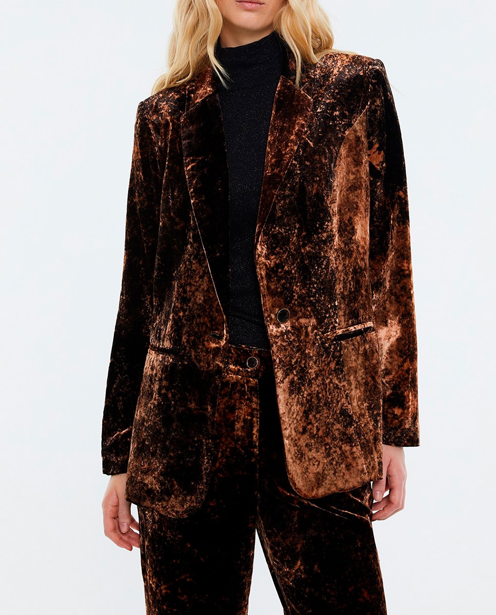 Imagen 0 de Blazer estampada en terciopel de mujer