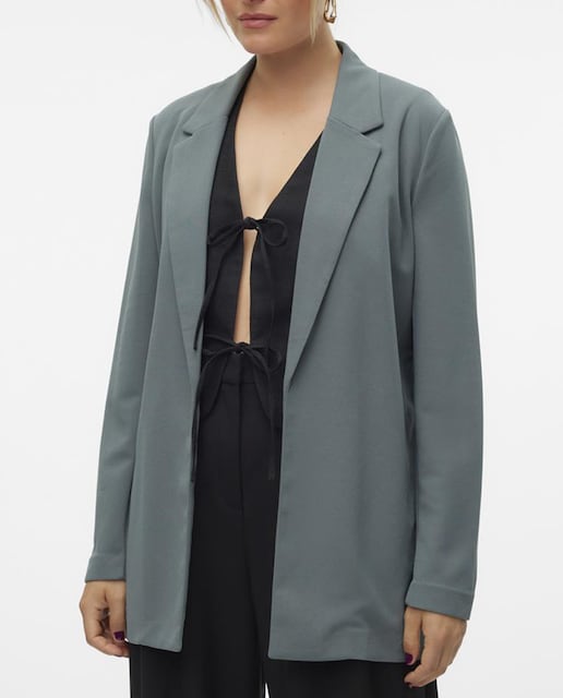 Imagen 0 de Blazer larga de mujer con cuello plisado