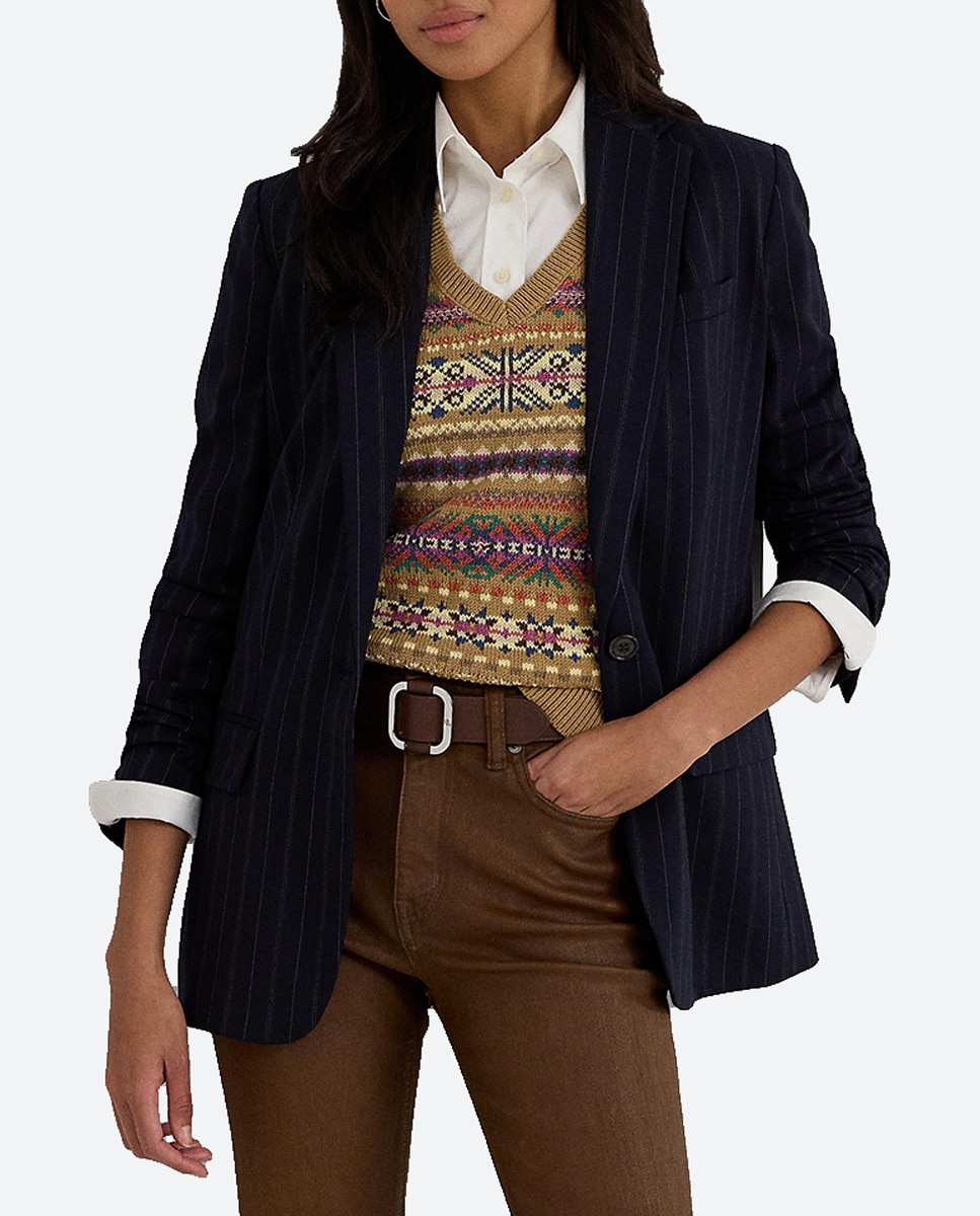 Imagen 0 de Blazer de mujer de raya diplomática con botón
