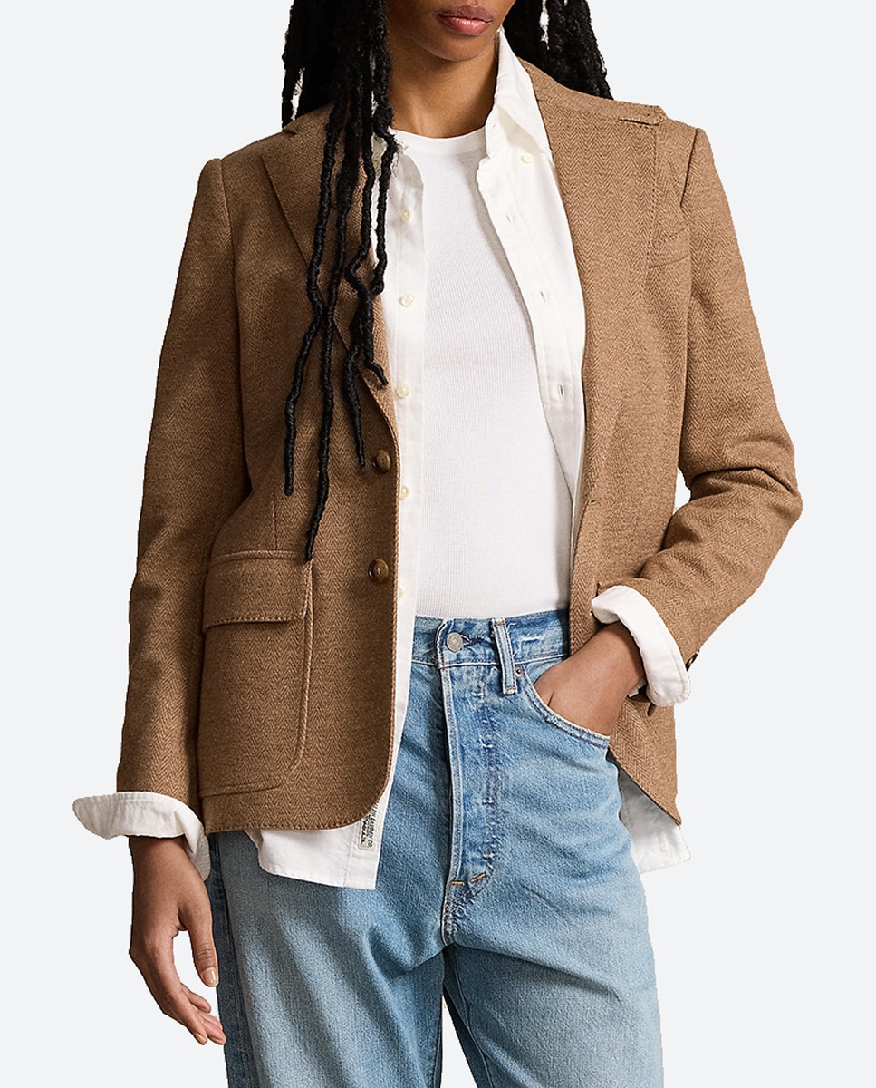 Imagen 0 de Blazer de mujer con solapas y estampado de espiga