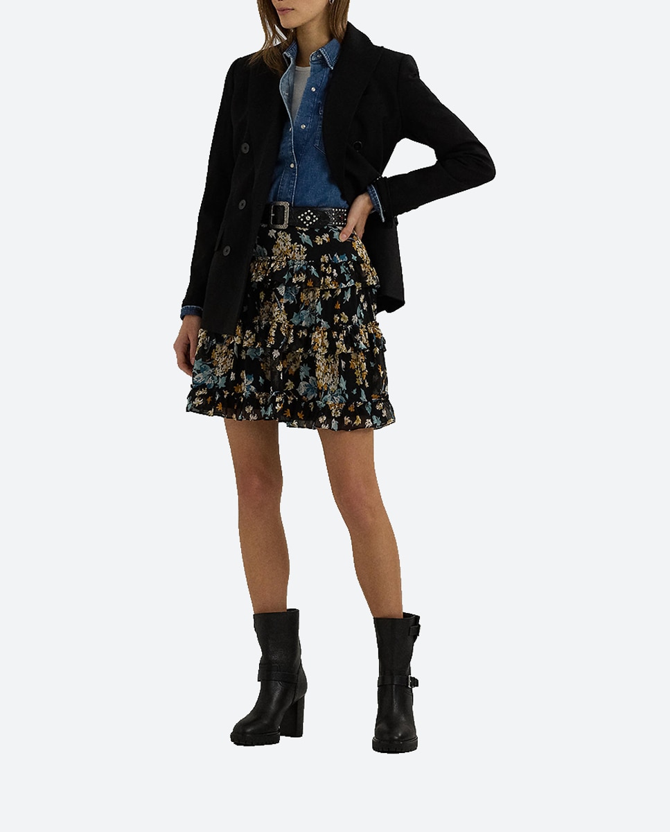 Imagen 0 de Falda corta de volantes con estampado de flores