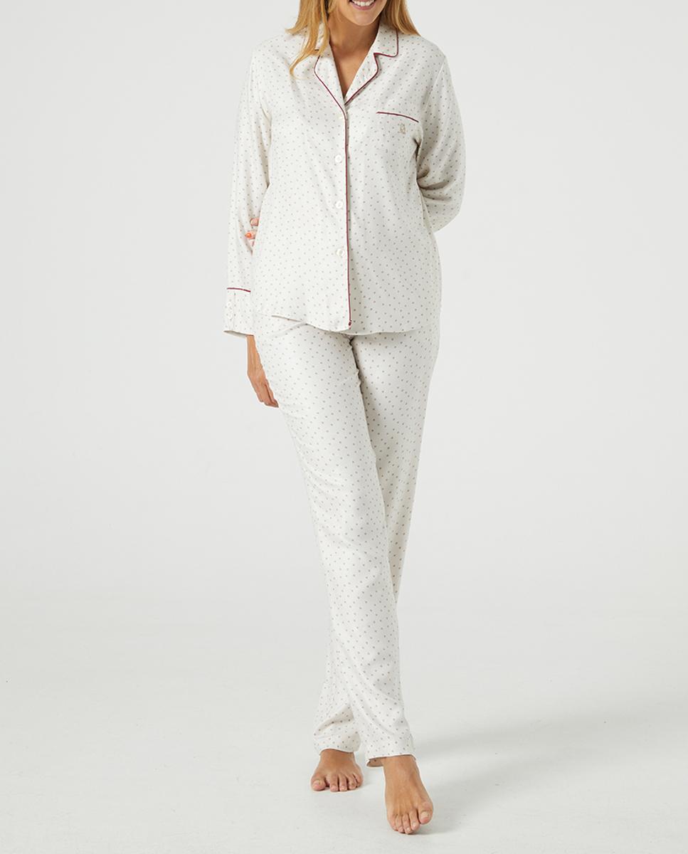 Pijama de mujer manga larga pantalón largo, cuello camisero — oferta en Primeriti