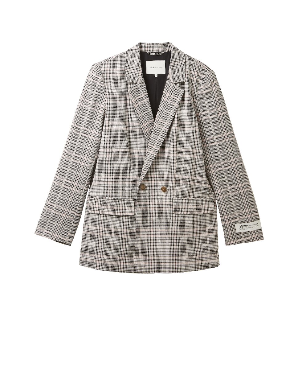 Imagen 0 de Blazer de mujer con estampado cuadros y bolsillos