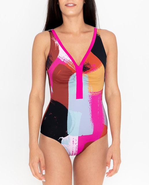Imagen 0 de Bañador escote pico estampado acuarelas