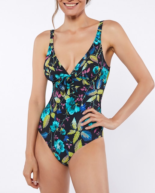 Imagen 0 de Bañador de mujer escote pico con estampado floral grande