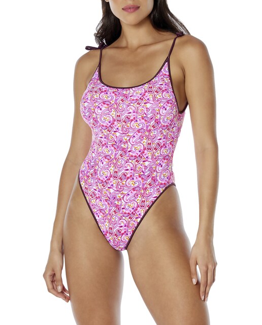 Imagen 0 de Bañador de mujer de microfibra estampada de cahemir pequeño . Básico B escotado.
