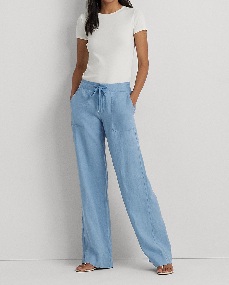Imagen 0 de Pantalón de mujer de pernera ancha de lino