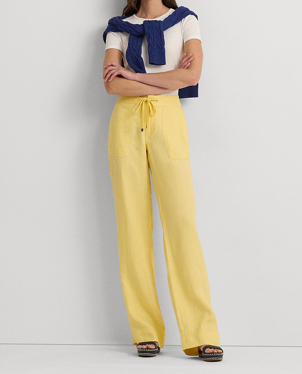 Imagen 0 de Pantalón de mujer de pernera ancha de lino