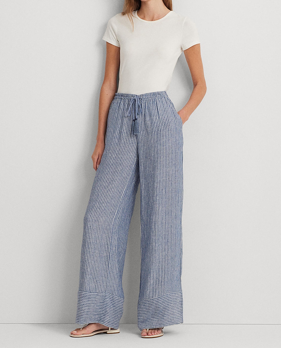 Imagen 0 de Pantalones anchos de mujer con estampado de rayas