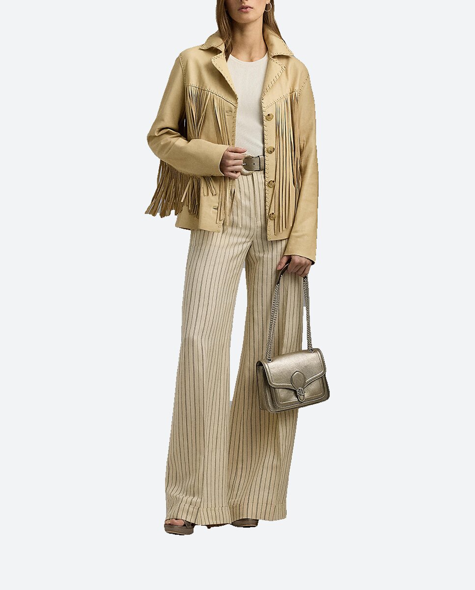 Imagen 0 de Pantalones anchos de mujer de tiro alto de rayas