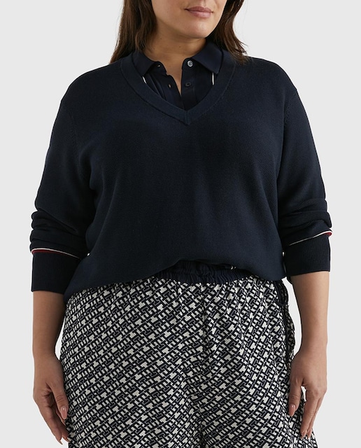 Imagen 0 de Jersey de mujer cuello pico manga larga