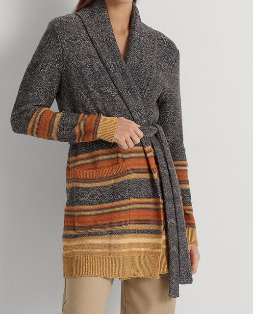 Imagen 0 de Cárdigan de mujer con rayas y cinturón