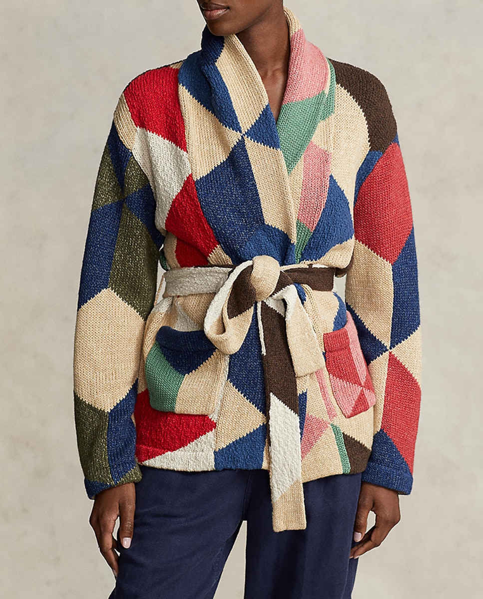Imagen 0 de Cárdigan de mujer con estampado geométrico multicolor