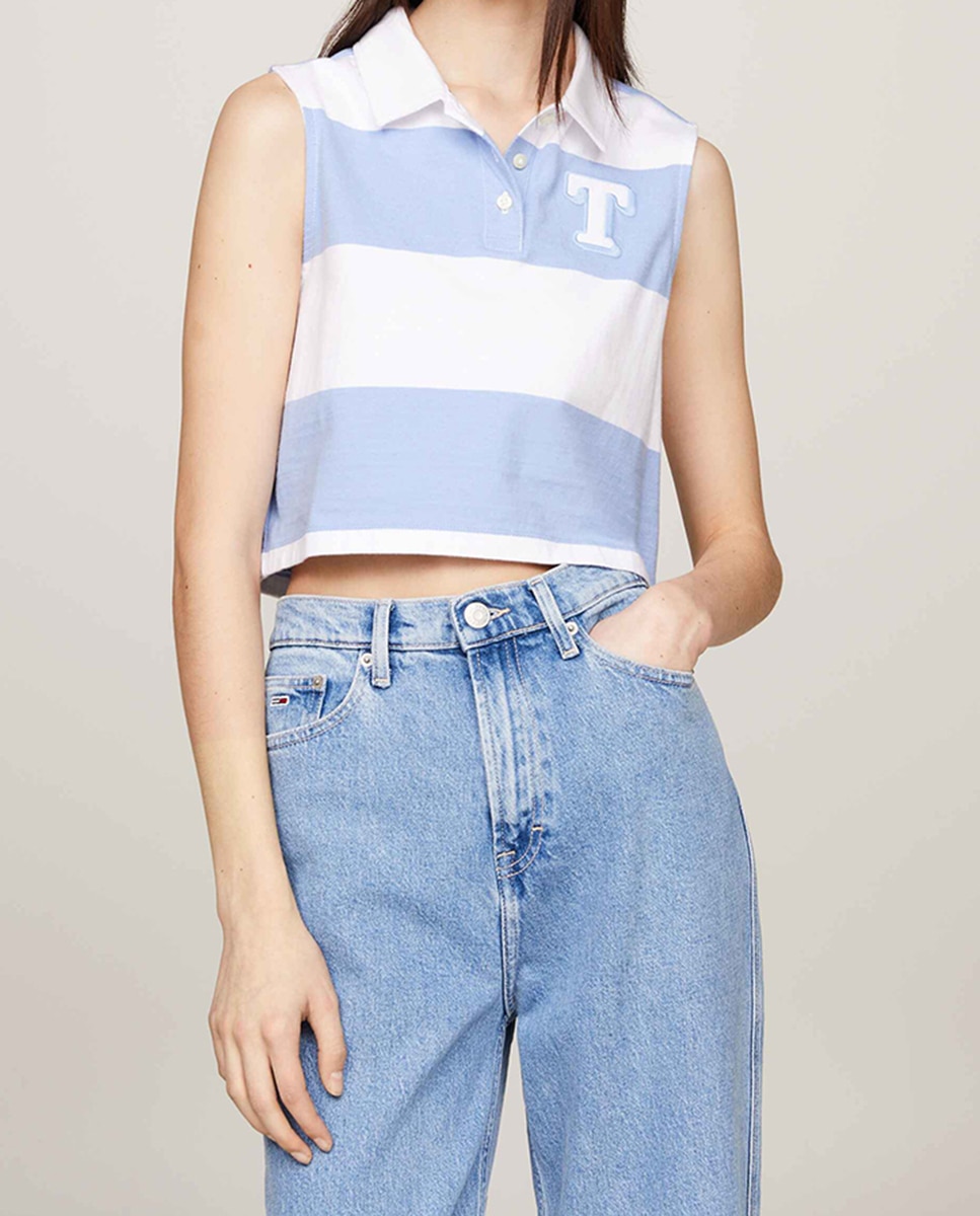 Imagen 0 de Polo de mujer sin mangas a rayas