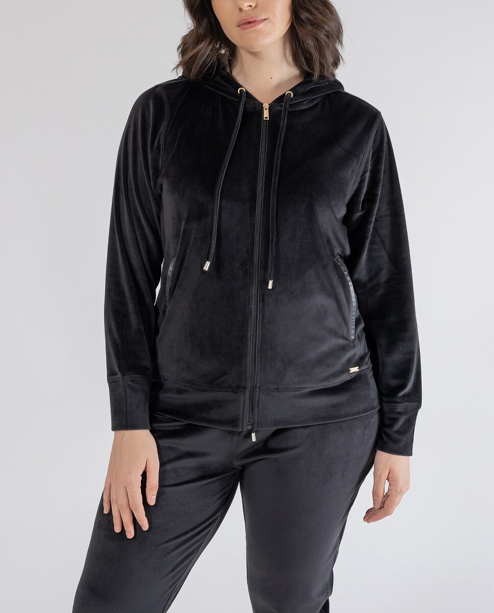 Imagen 0 de Sudadera terciopelo y ecopiel