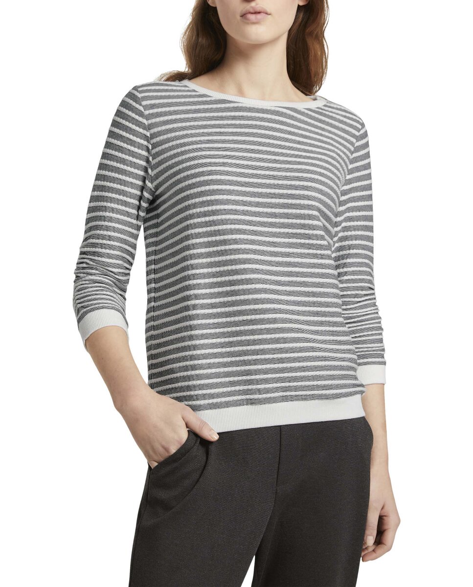 Imagen 0 de Sudadera de mujer con rayas y manga francesa