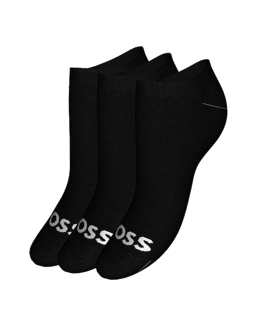 Imagen 0 de Pack de tres calcetines tobilleros de mujer en color negro.