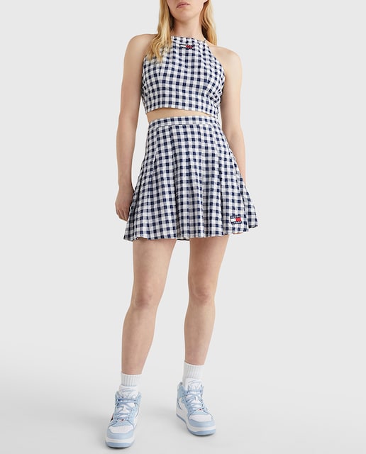 Imagen 0 de Falda de estampado gingham largo mini plisada