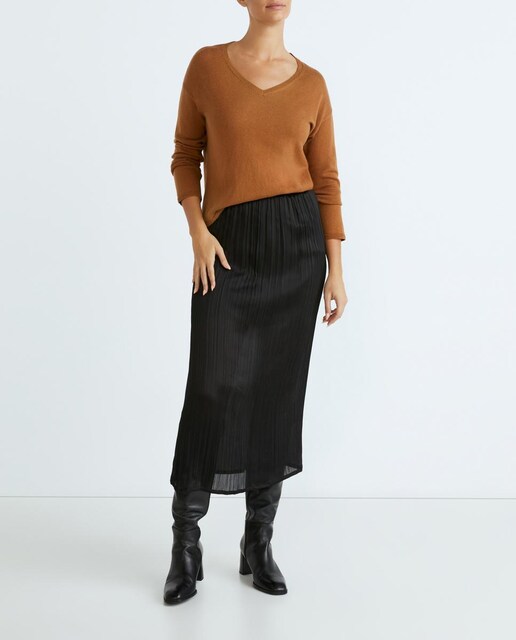 Imagen 0 de Falda plisada midi forrada