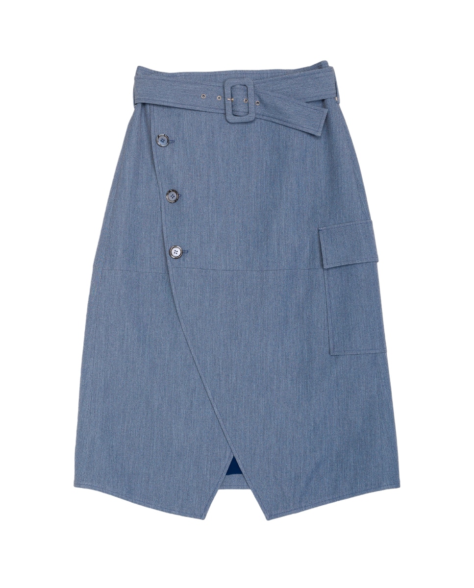 Imagen 0 de Falda Midi Bolsillos Azul