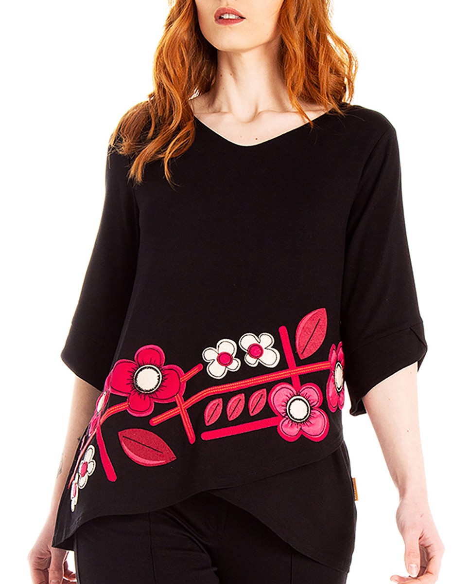 Top de mujer con escote semipico y manga 3/4 — oferta en Primeriti