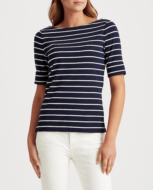Imagen 0 de Camiseta de mujer de rayas con manga francesa