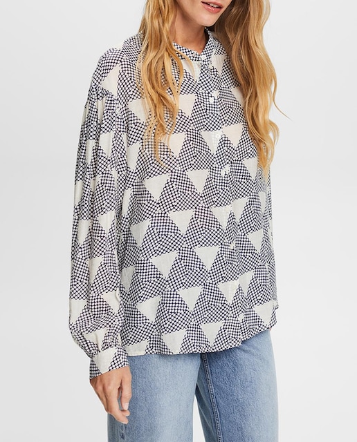 Imagen 0 de Blusa crepe estampada de mujer cuello mao