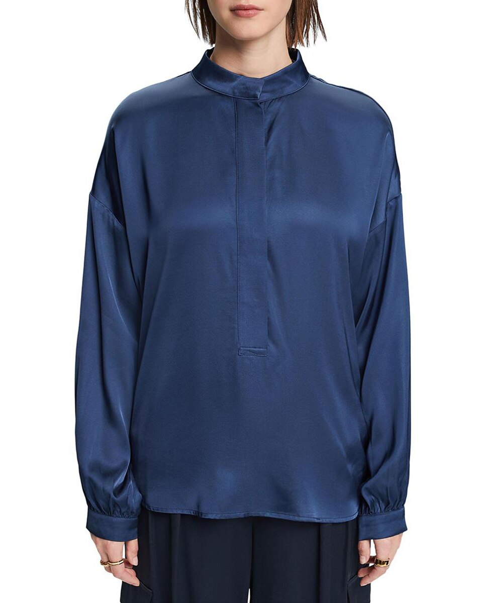 Imagen 0 de Blusa satinada de mujer cuello perkins