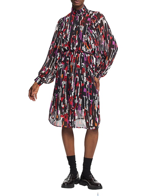 Imagen 0 de Vestido chiffon estampado manga larga