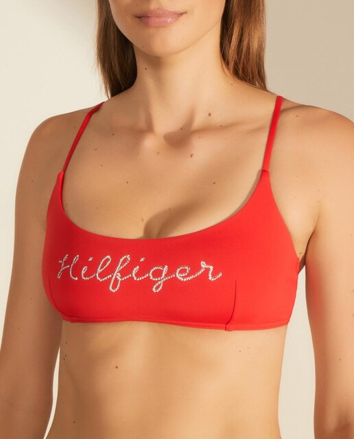 Imagen 0 de Top bikini bandeau liso con logo