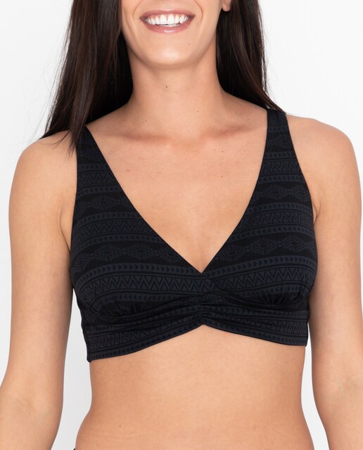 Imagen 0 de Top de bikini escote pico jacquard negro