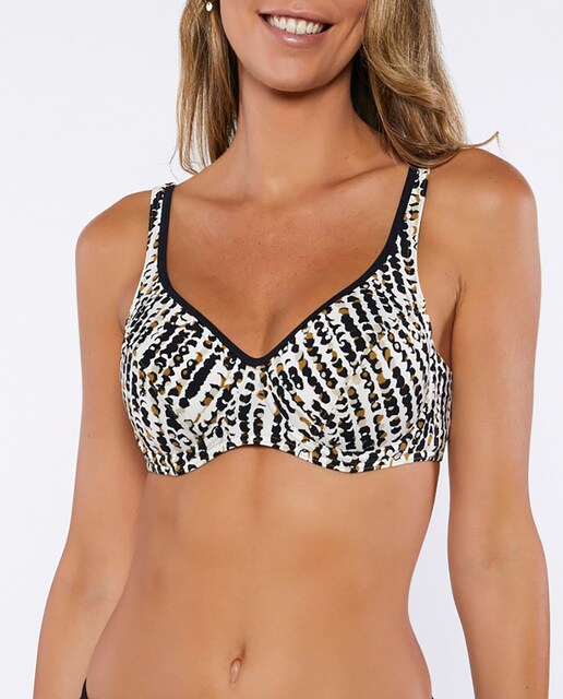 Imagen 0 de Sujetador de bikini de mujer básico aros base con estampado simulando una trama de topos, prendas siempre posicionadas.