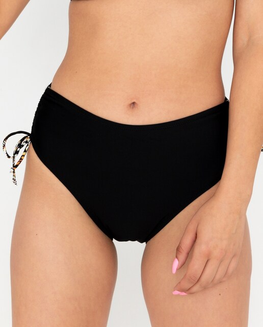 Imagen 0 de Braga de bikini estampado étnico negro y regulable en altura