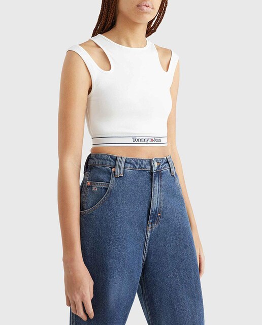 Imagen 0 de Top de mujer de doble tirante ajustado con goma elástica en la parte inferior