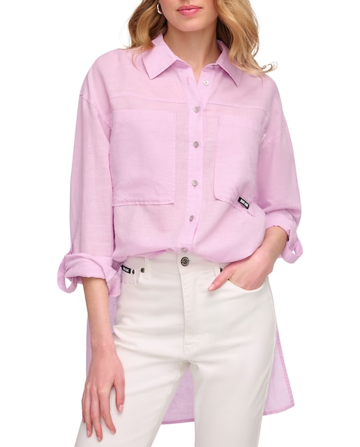 Imagen 0 de Blusa de mujer con cuello pico y mangas largas