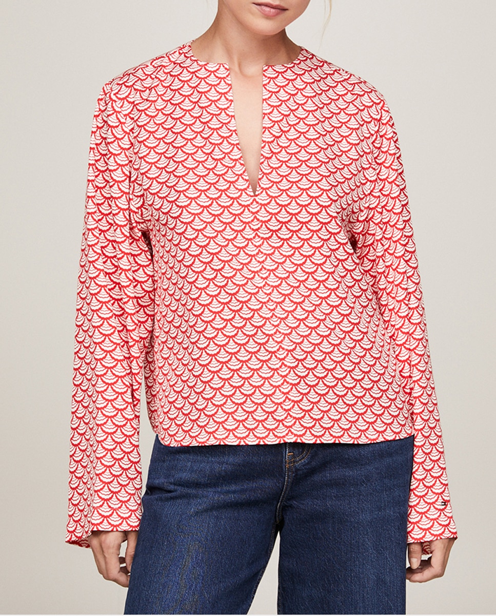 Imagen 0 de Blusa de mujer fluida cuello pico