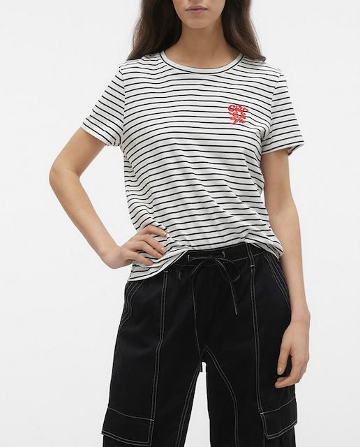 Imagen 0 de Camiseta de mujer con rayas de manga corta