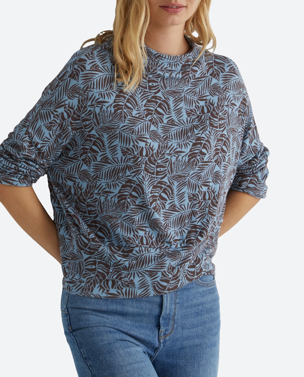 Imagen 0 de Camiseta de manga larga y cuello semicisne de mujer