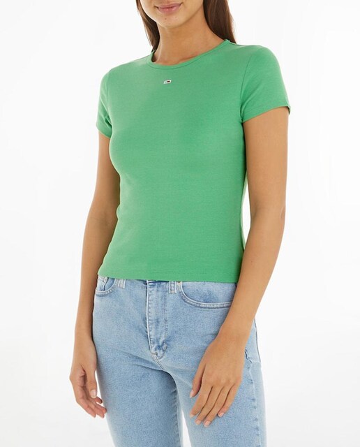 Imagen 0 de Camiseta de mujer de manga corta en tejido rib