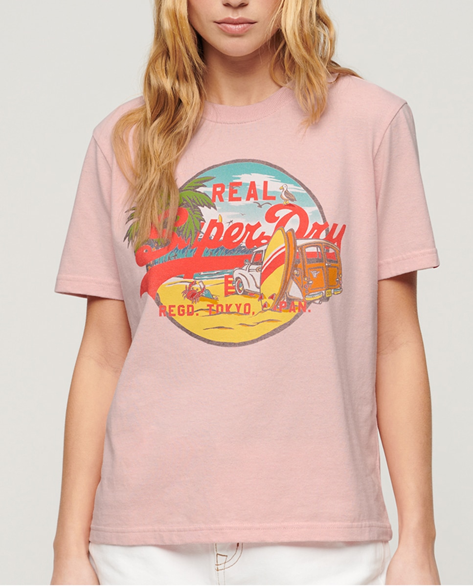 Imagen 0 de Camiseta de mujer corte relajado con Gráfico vintage logo