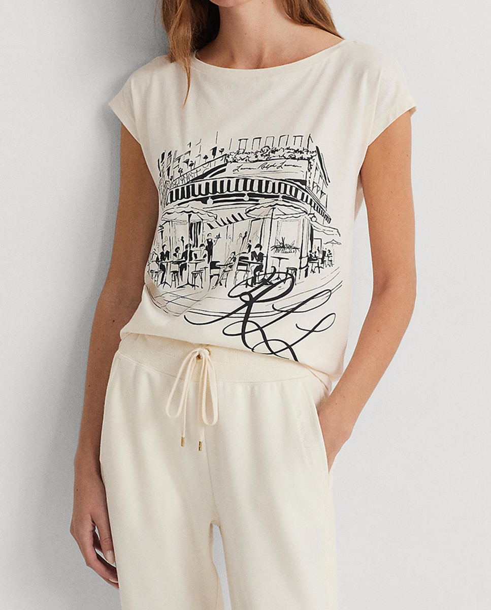 Imagen 0 de Camiseta de mujer de manga corta con dibujo frontal