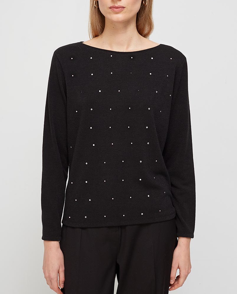 Imagen 0 de Top de mujer cuello barca detalles strass
